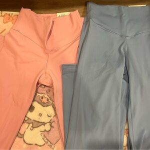 Aeropostale Pink and Blue High-Waisted Leggings